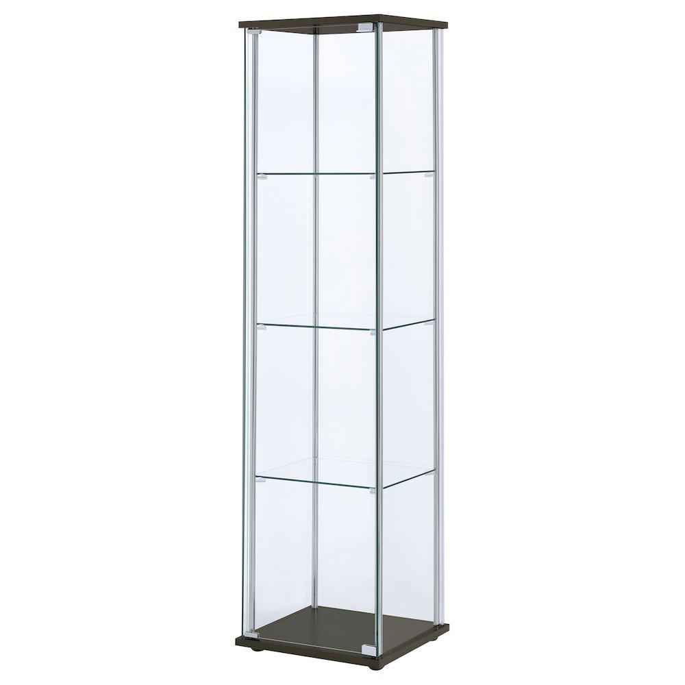 Bellatrix 4-shelf Clear Glass Curio Cabinet Cappuccino. Picture 4