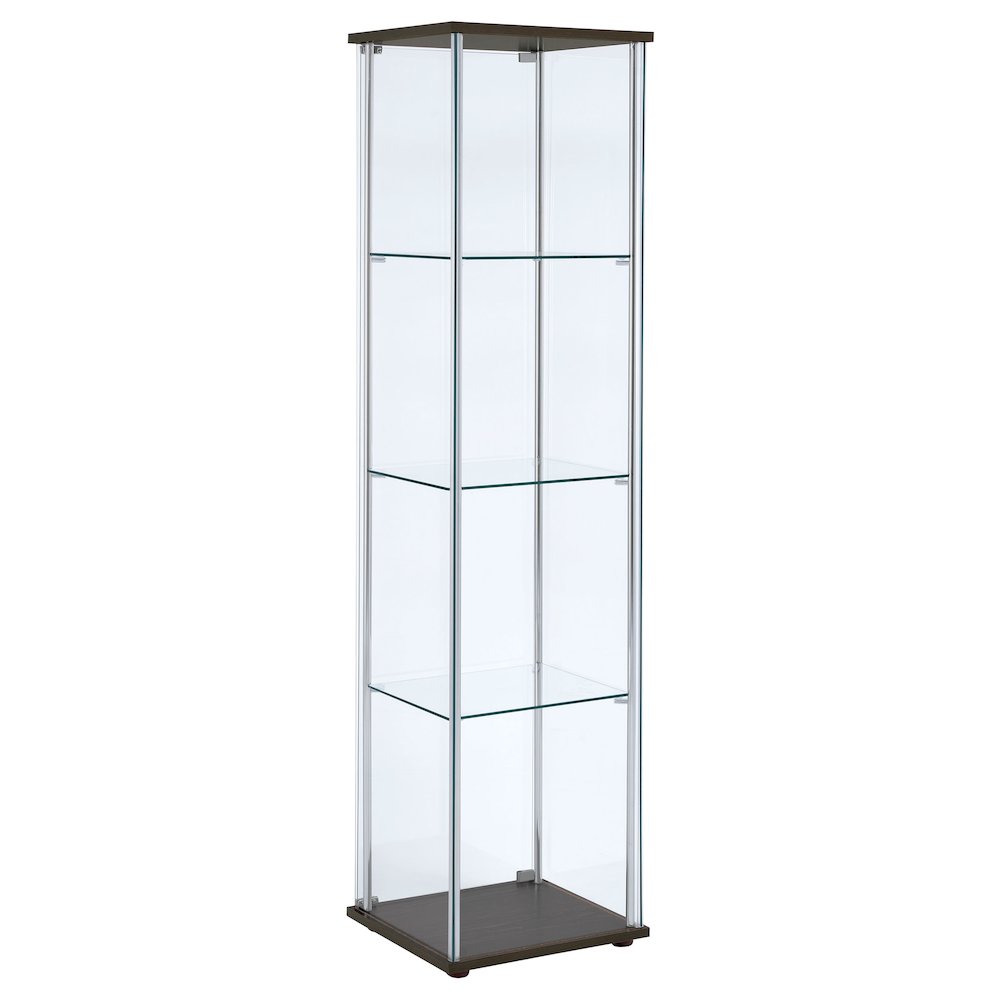 Bellatrix 4-shelf Clear Glass Curio Cabinet Cappuccino. Picture 6