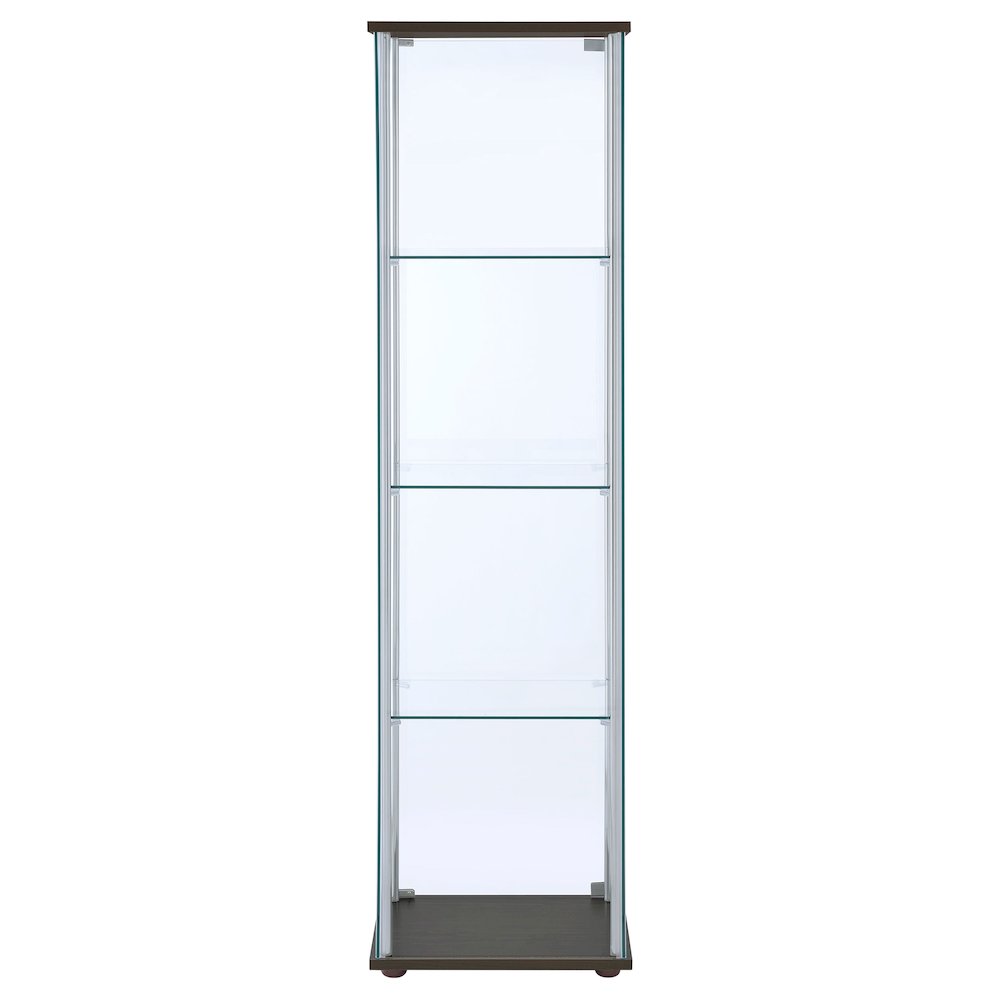 Bellatrix 4-shelf Clear Glass Curio Cabinet Cappuccino. Picture 7