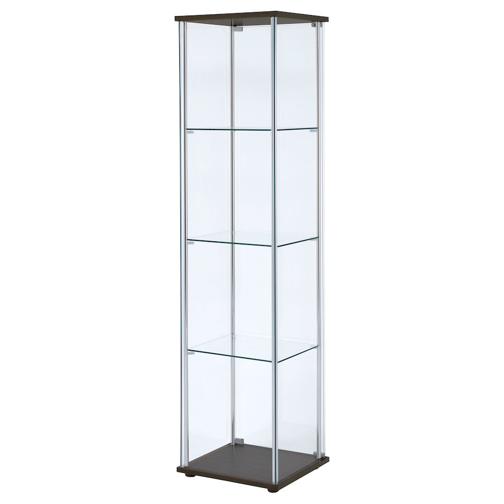 Bellatrix 4-shelf Clear Glass Curio Cabinet Cappuccino. Picture 8