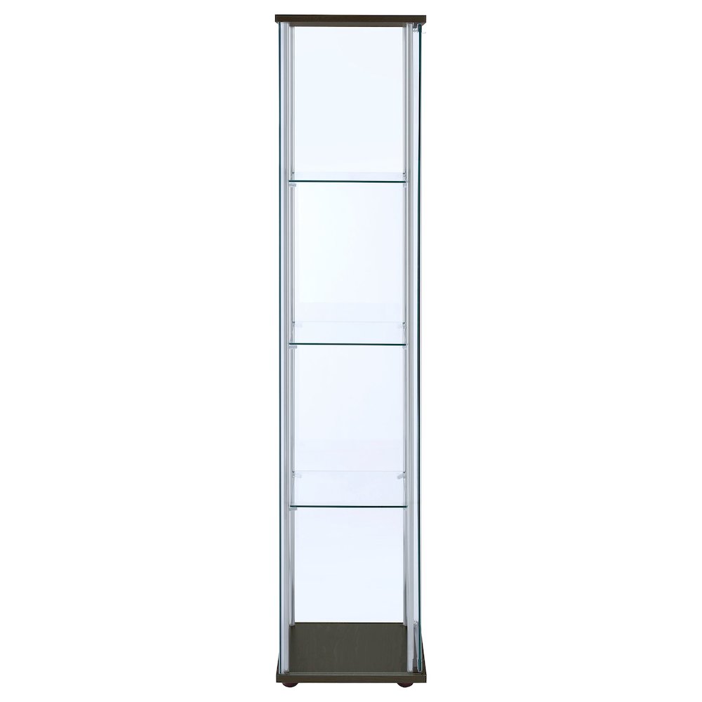 Bellatrix 4-shelf Clear Glass Curio Cabinet Cappuccino. Picture 9