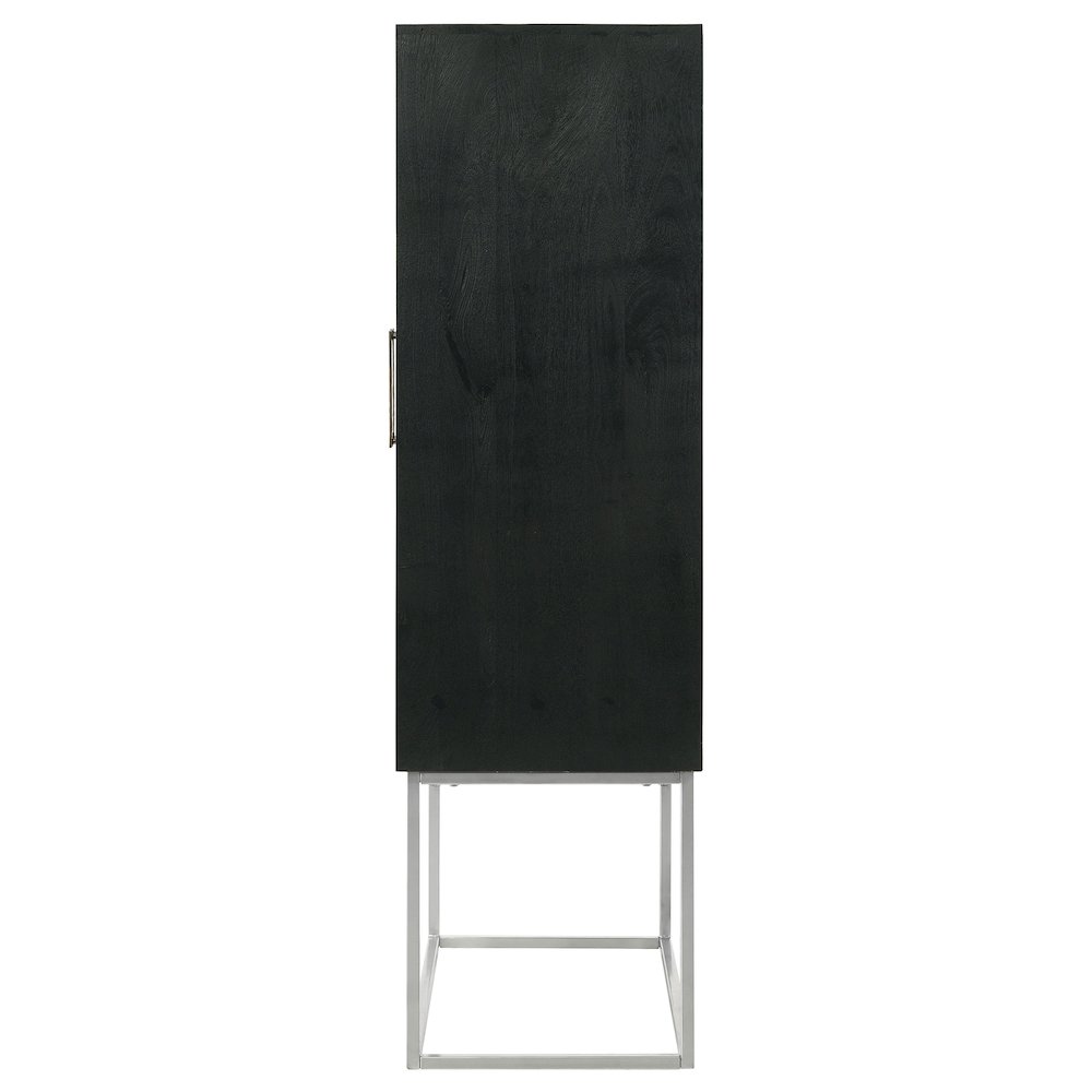 Borman 2-door Home Bar Cabinet Wine Storage Walnut and Black. Picture 6