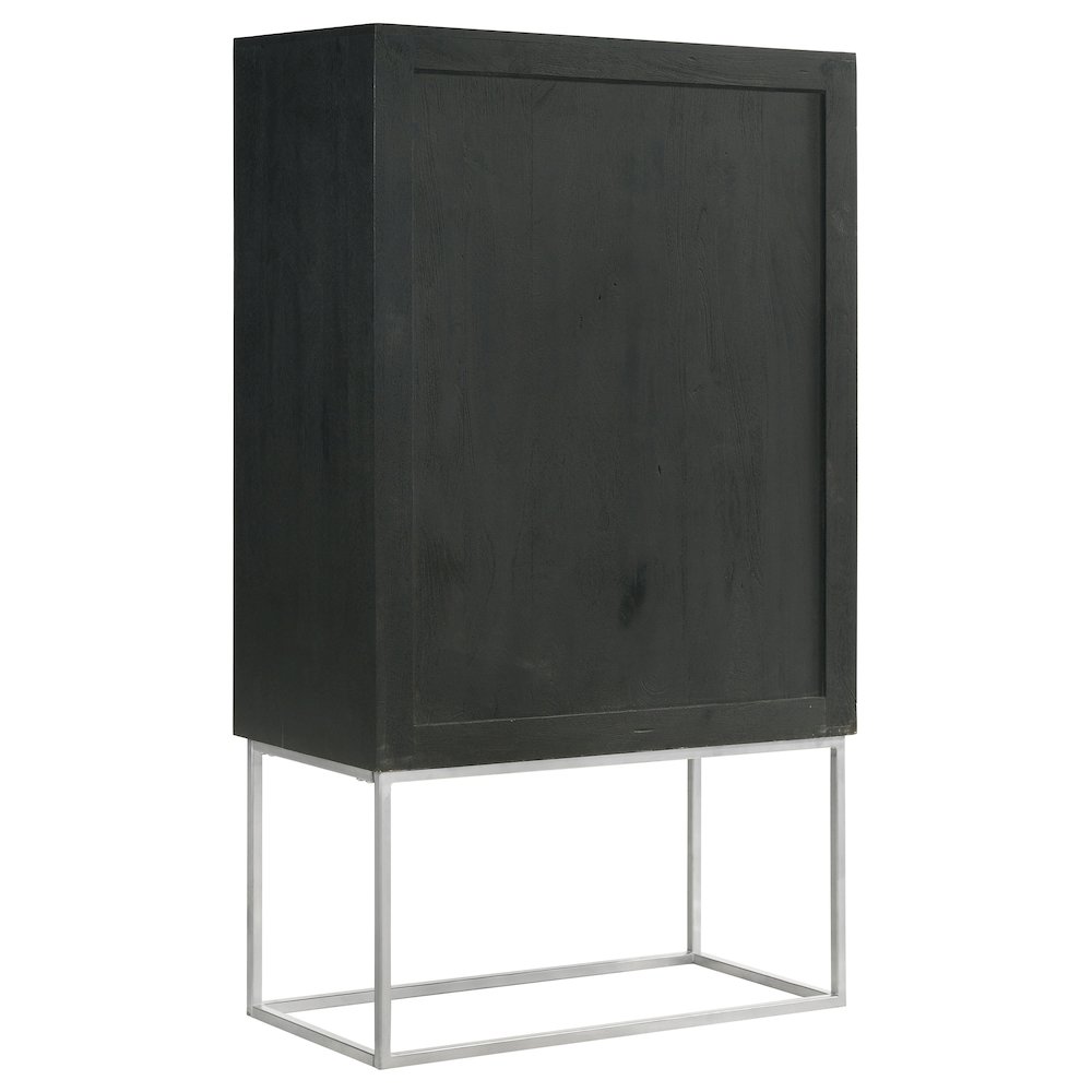Borman 2-door Home Bar Cabinet Wine Storage Walnut and Black. Picture 7