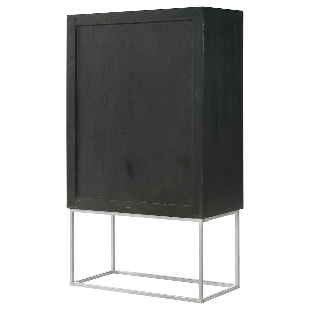 Borman 2-door Home Bar Cabinet Wine Storage Walnut and Black. Picture 8