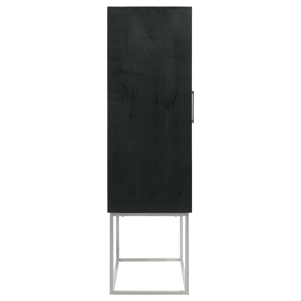 Borman 2-door Home Bar Cabinet Wine Storage Walnut and Black. Picture 9