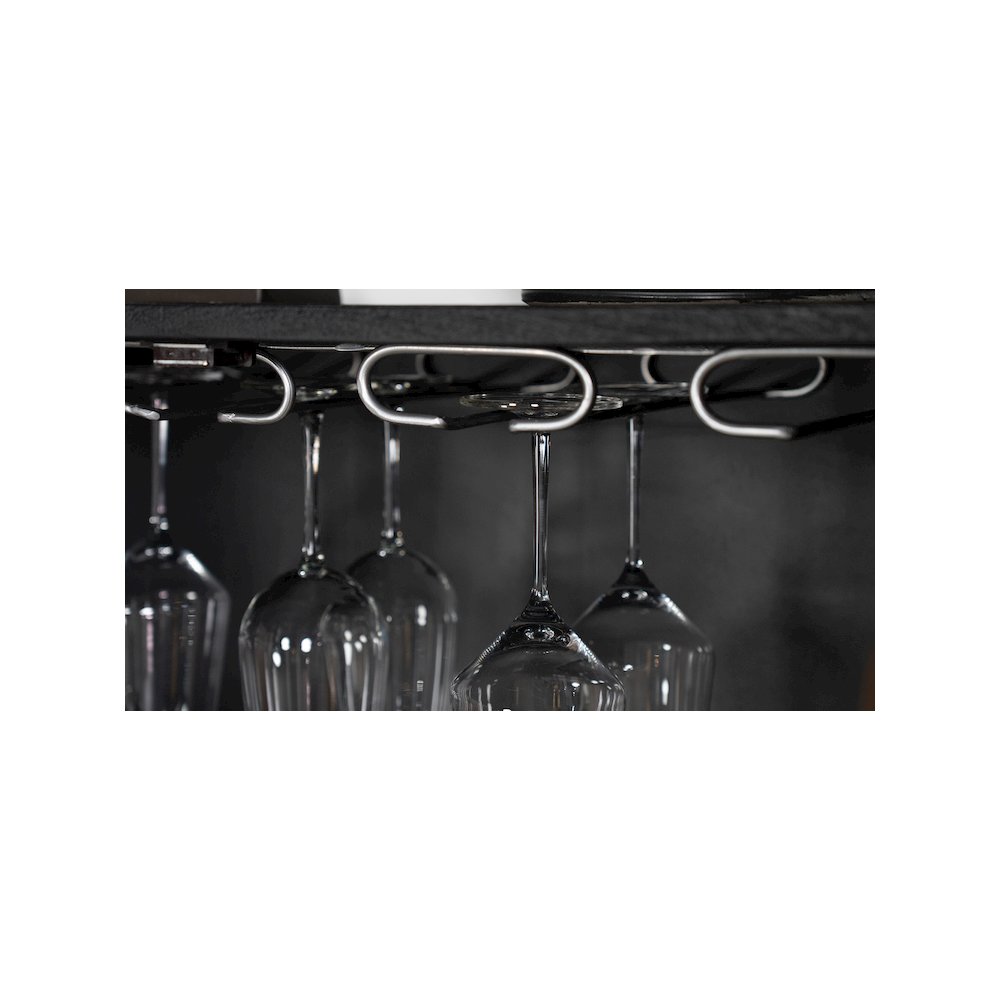 Borman 2-door Home Bar Cabinet Wine Storage Walnut and Black. Picture 12