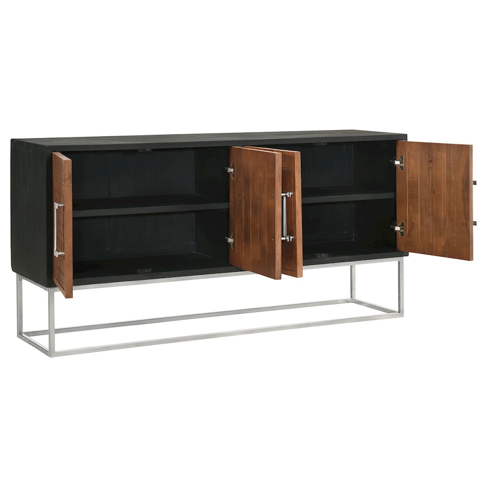 Borman 4-door Wood Accent Cabinet Walnut and Black. Picture 3