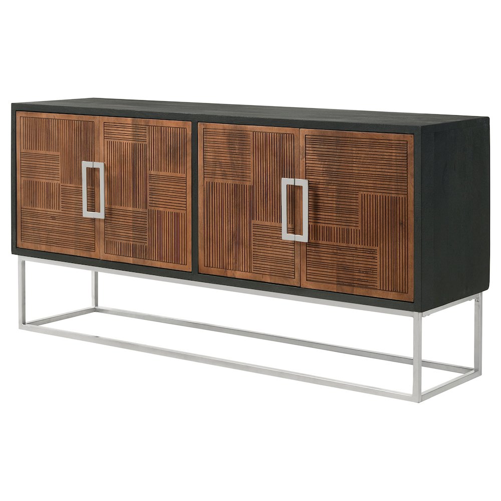 Borman 4-door Wood Accent Cabinet Walnut and Black. Picture 4