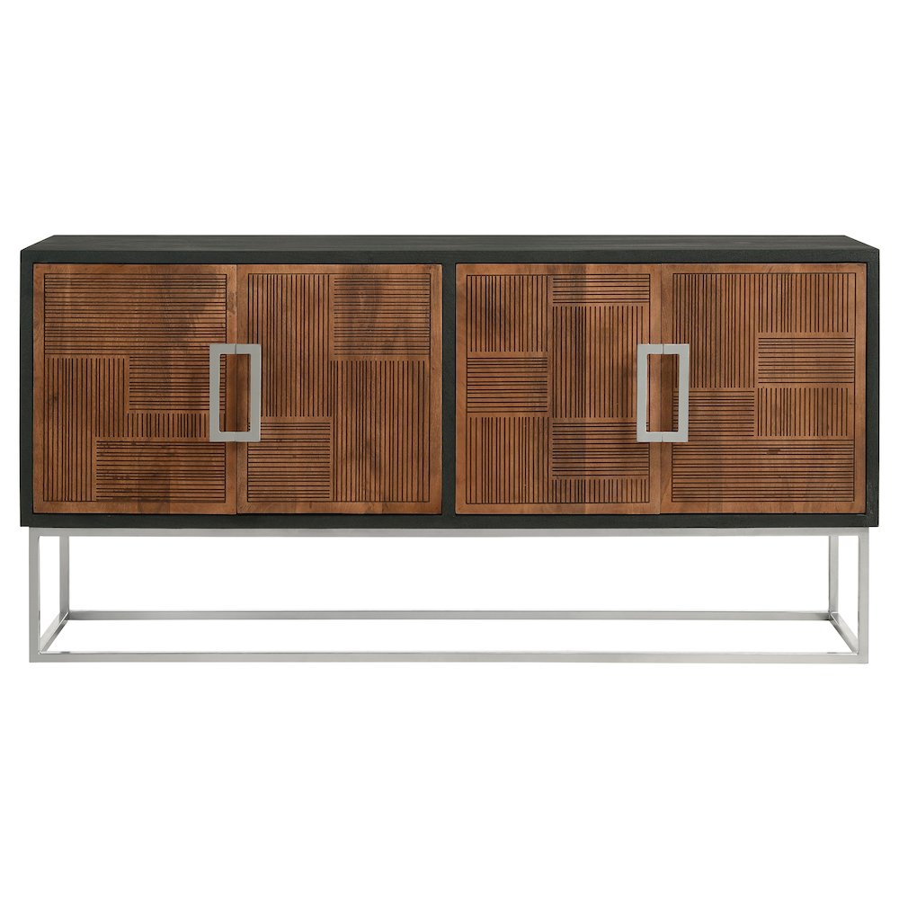 Borman 4-door Wood Accent Cabinet Walnut and Black. Picture 5