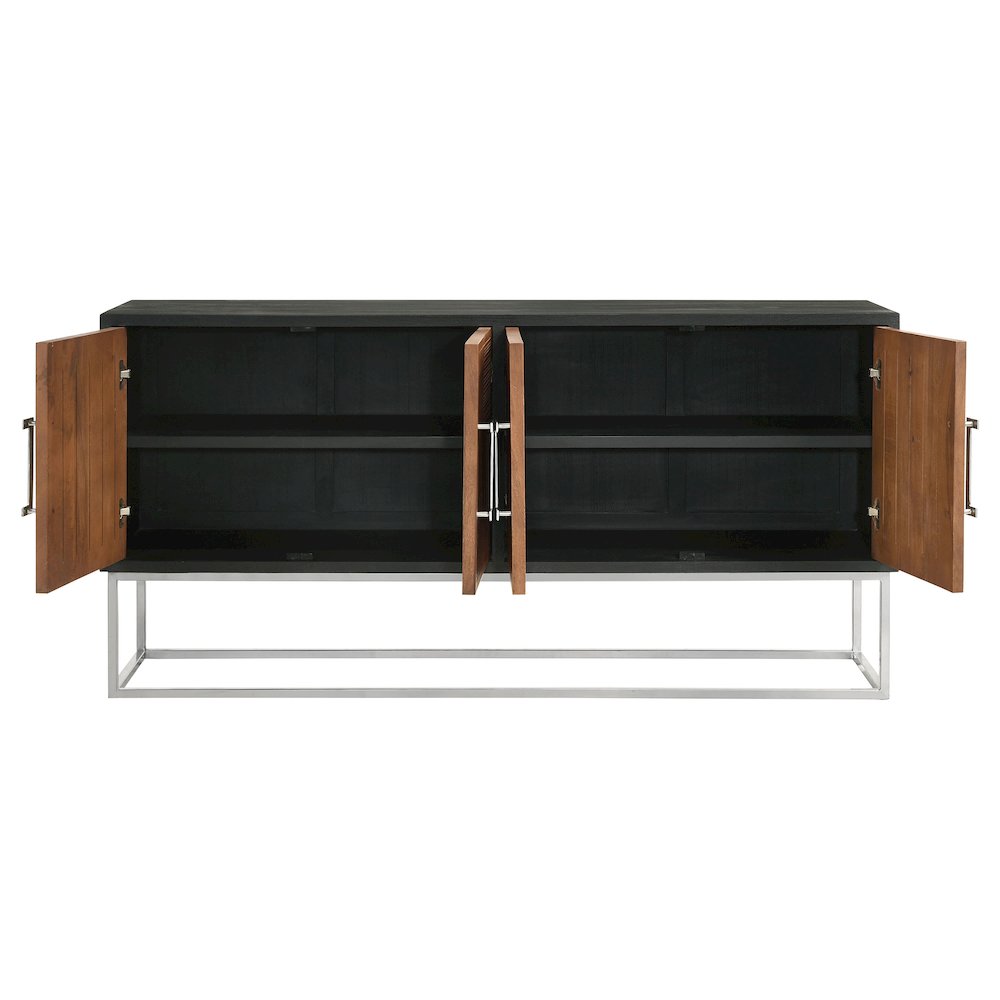 Borman 4-door Wood Accent Cabinet Walnut and Black. Picture 6