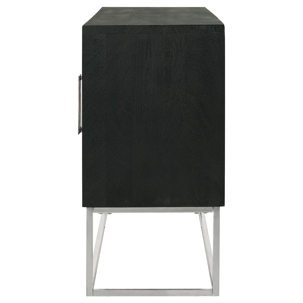 Borman 4-door Wood Accent Cabinet Walnut and Black. Picture 7