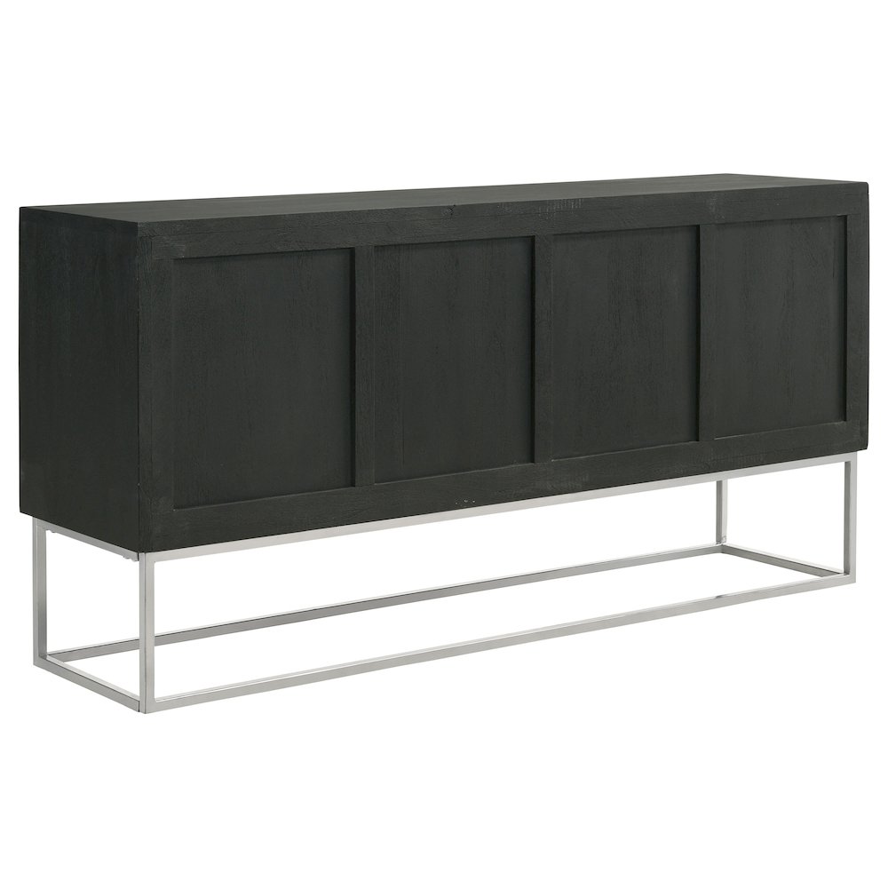 Borman 4-door Wood Accent Cabinet Walnut and Black. Picture 8