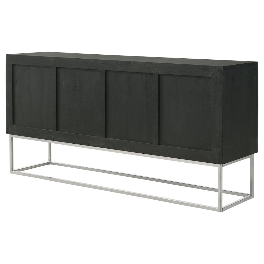 Borman 4-door Wood Accent Cabinet Walnut and Black. Picture 9