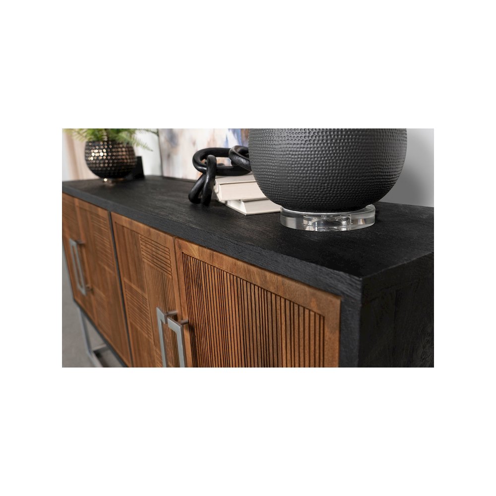 Borman 4-door Wood Accent Cabinet Walnut and Black. Picture 16