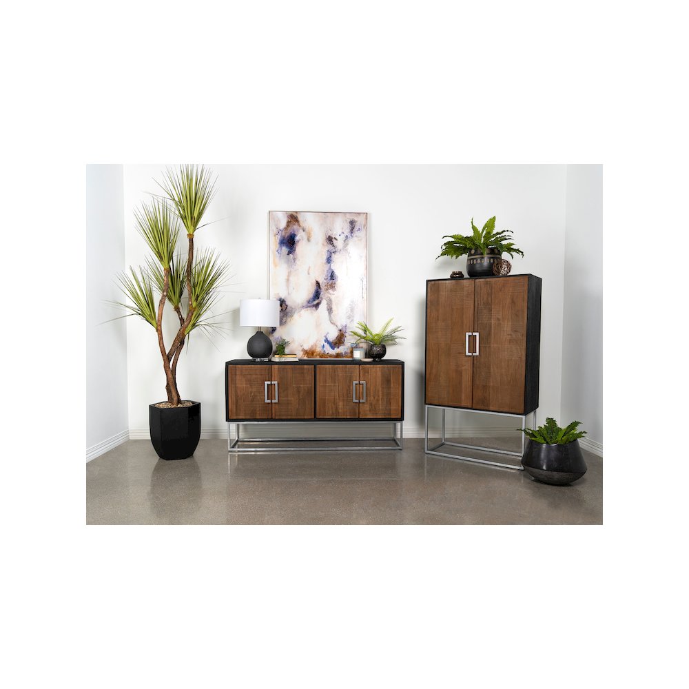 Borman 4-door Wood Accent Cabinet Walnut and Black. Picture 13