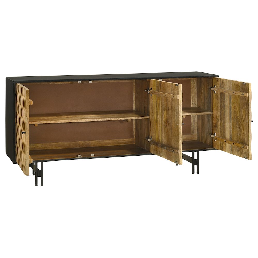 Aminah 3-door Wood Accent Cabinet Natural and Black. Picture 3