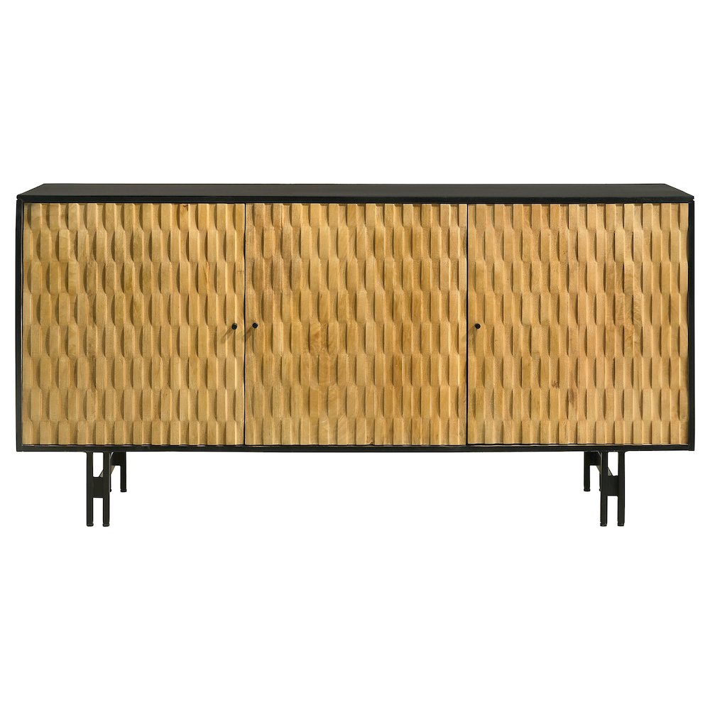 Aminah 3-door Wood Accent Cabinet Natural and Black. Picture 4