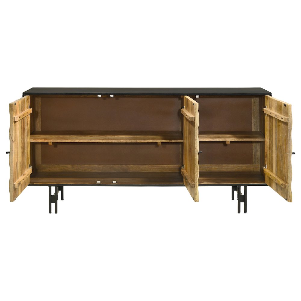 Aminah 3-door Wood Accent Cabinet Natural and Black. Picture 5
