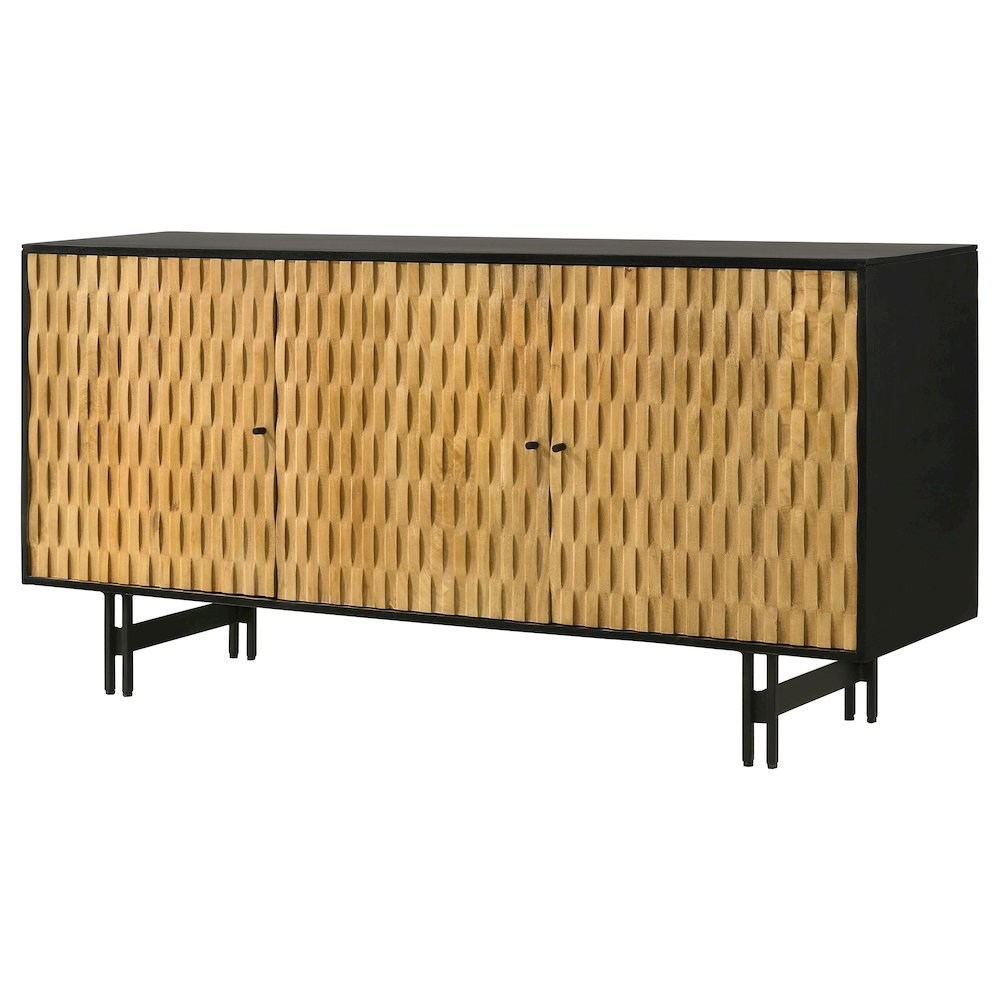 Aminah 3-door Wood Accent Cabinet Natural and Black. Picture 6