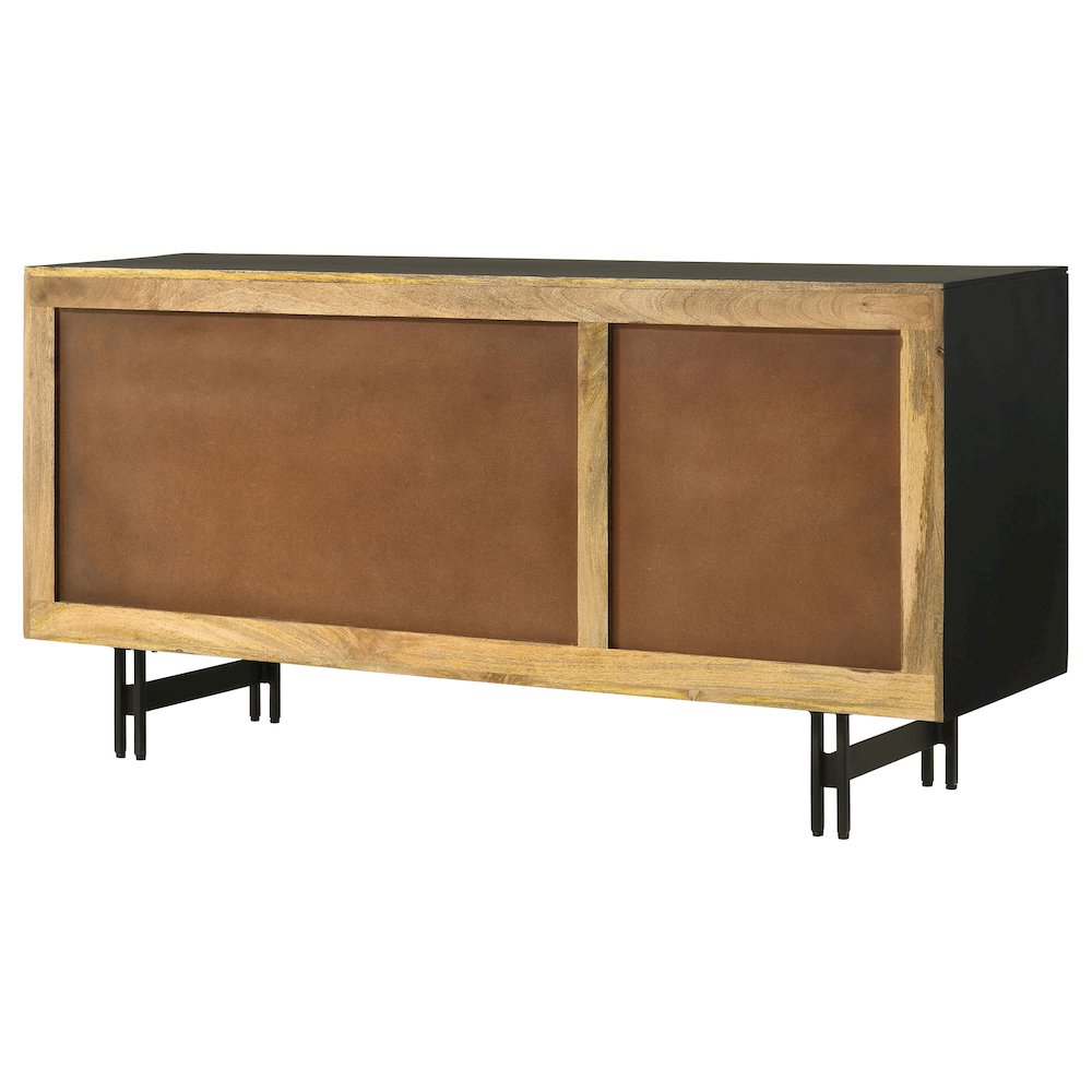 Aminah 3-door Wood Accent Cabinet Natural and Black. Picture 9