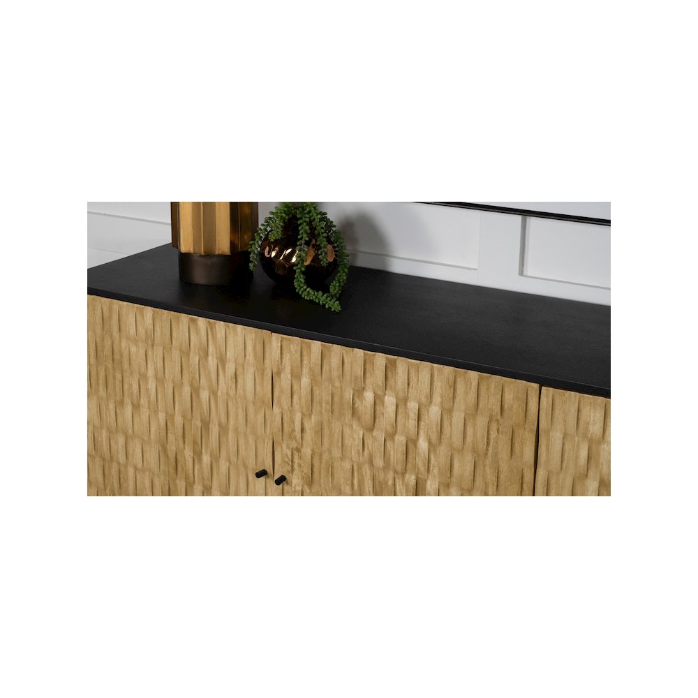 Aminah 3-door Wood Accent Cabinet Natural and Black. Picture 15