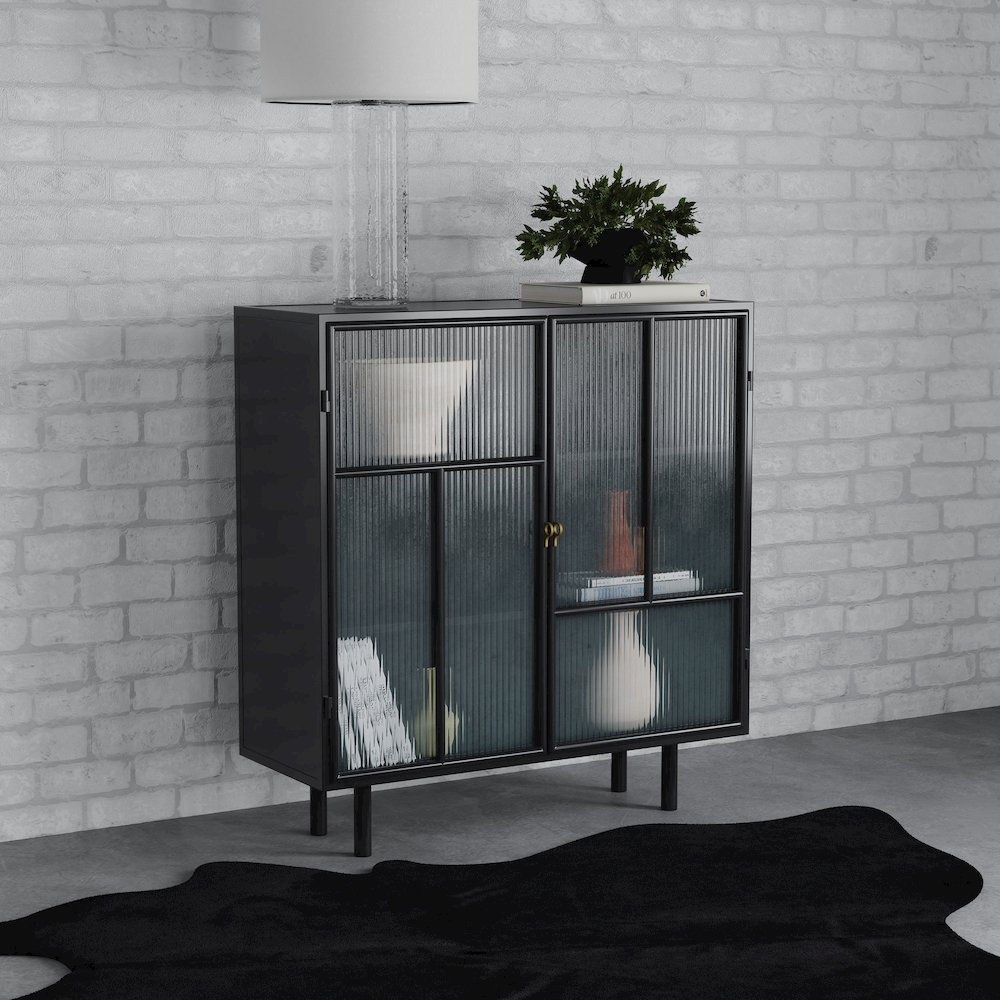 Dalia 2-door Accent Storage Cabinet with Shelving Black. Picture 9