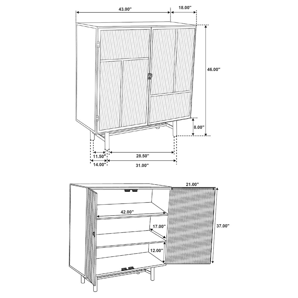 Dalia 2-door Accent Storage Cabinet with Shelving Black. Picture 12