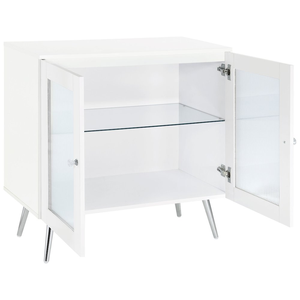 Nieta 2-door Engineered Wood Accent Cabinet White High Gloss. Picture 3