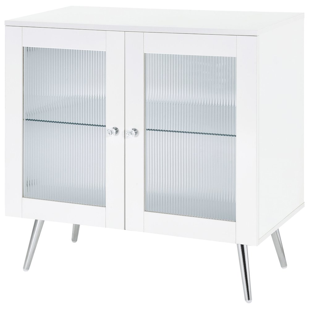 Nieta 2-door Engineered Wood Accent Cabinet White High Gloss. Picture 5