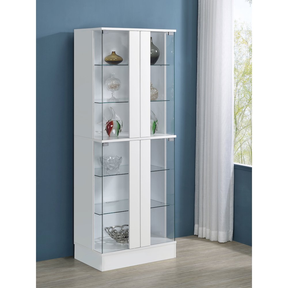 Cabra 4-door LED Curio Display Cabinet White High Gloss. Picture 13
