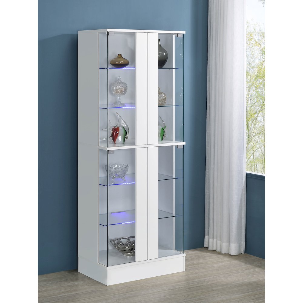 Cabra 4-door LED Curio Display Cabinet White High Gloss. Picture 12