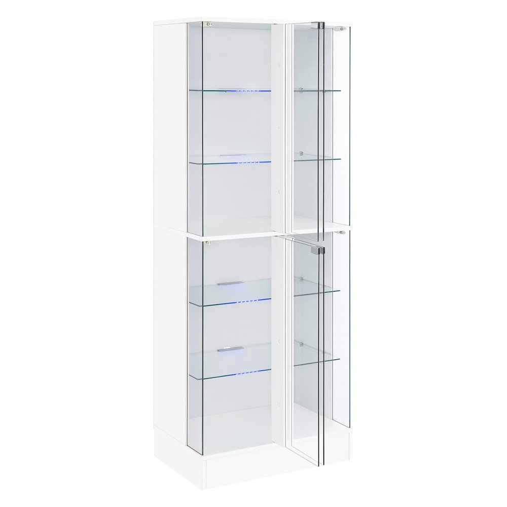 Cabra 4-door LED Curio Display Cabinet White High Gloss. Picture 4