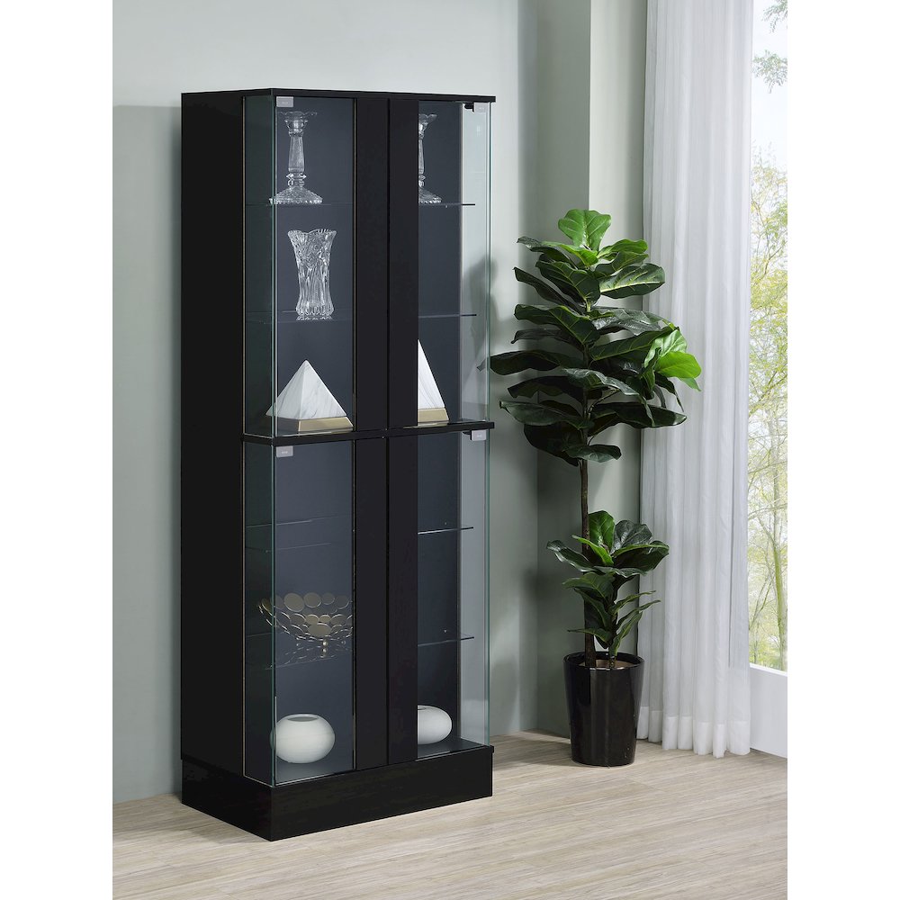 Cabra 4-door LED Curio Display Cabinet Black High Gloss. Picture 13