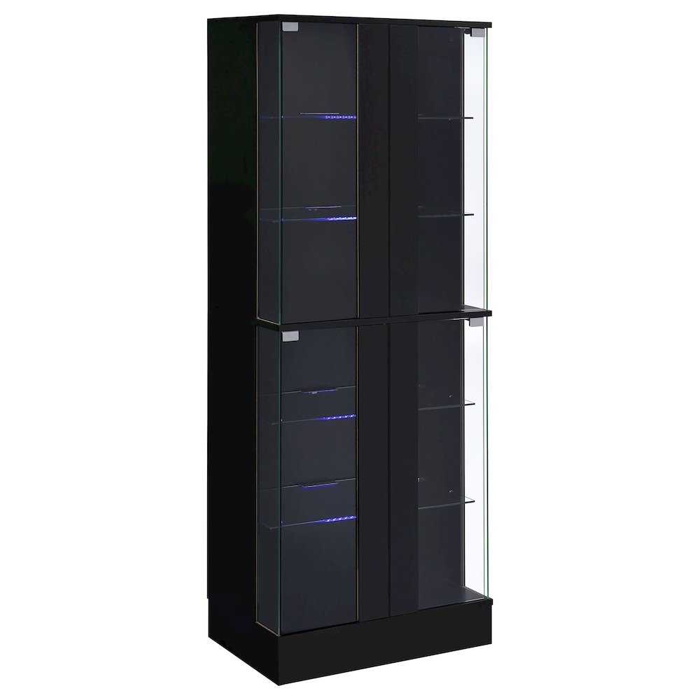 Cabra 4-door LED Curio Display Cabinet Black High Gloss. Picture 3