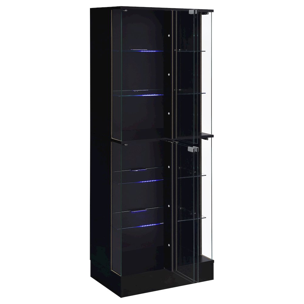Cabra 4-door LED Curio Display Cabinet Black High Gloss. Picture 4