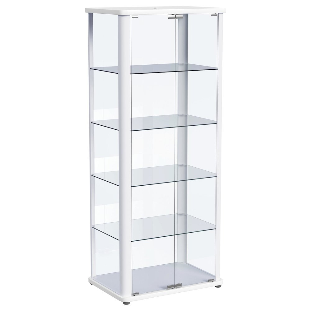 Aero 5-shelf Display Curio Cabinet with LED Lighting White. Picture 1