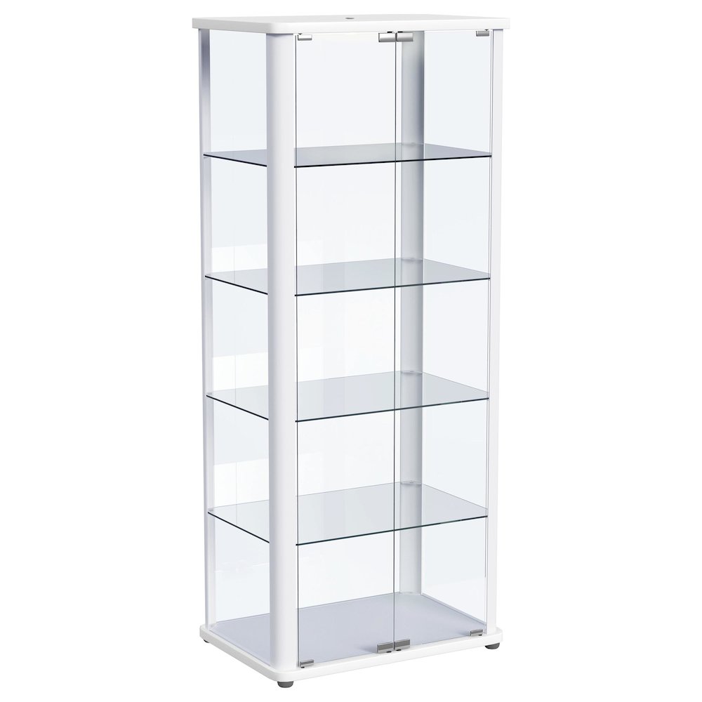 Aero 5-shelf Display Curio Cabinet with LED Lighting White. Picture 3