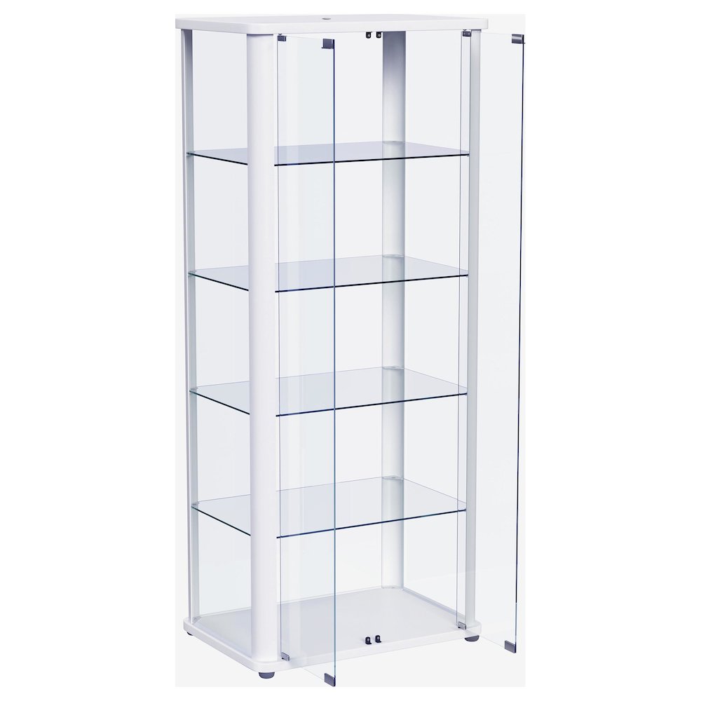 Aero 5-shelf Display Curio Cabinet with LED Lighting White. Picture 4
