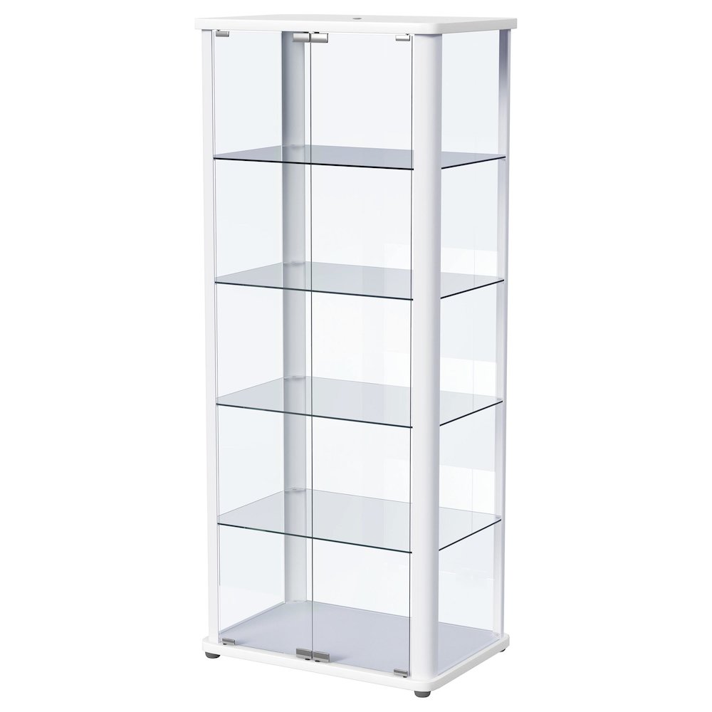Aero 5-shelf Display Curio Cabinet with LED Lighting White. Picture 6