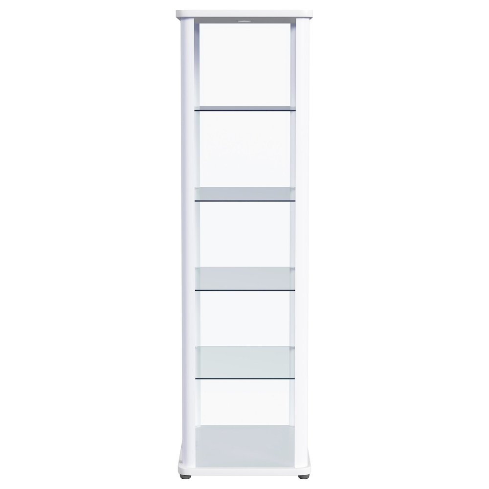 Aero 5-shelf Display Curio Cabinet with LED Lighting White. Picture 7