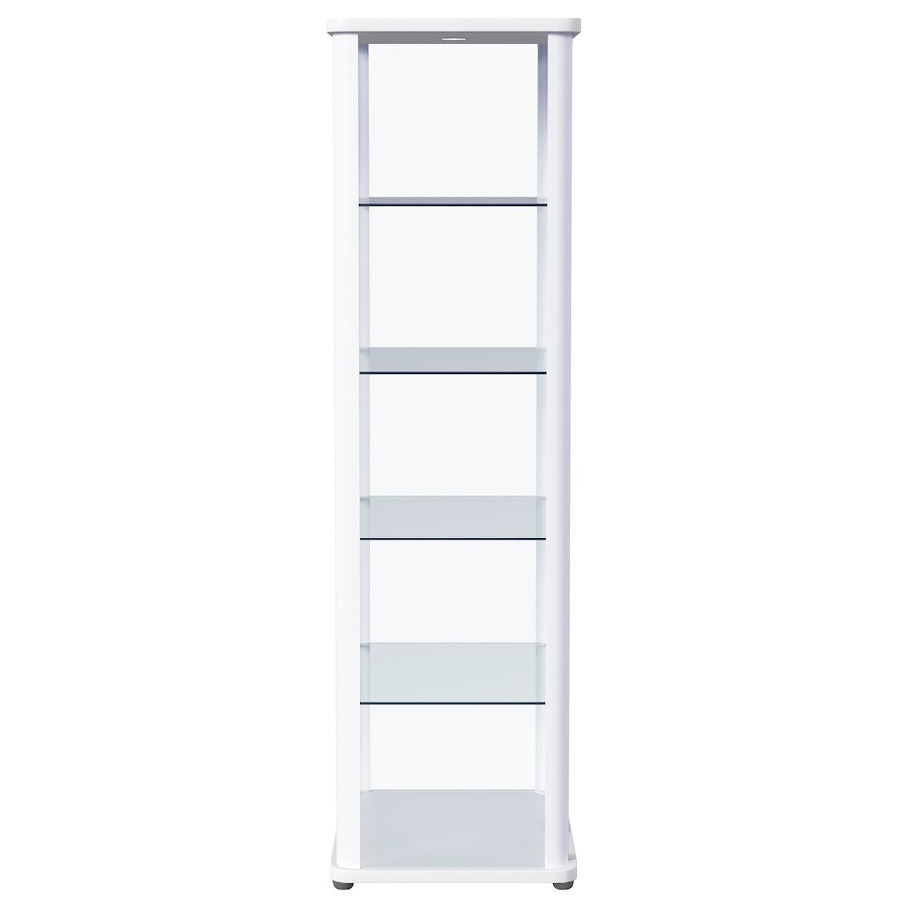 Aero 5-shelf Display Curio Cabinet with LED Lighting White. Picture 10
