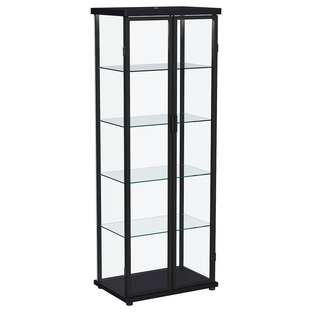 Aero 4-shelf Display Curio Cabinet with LED Lighting Black. Picture 3