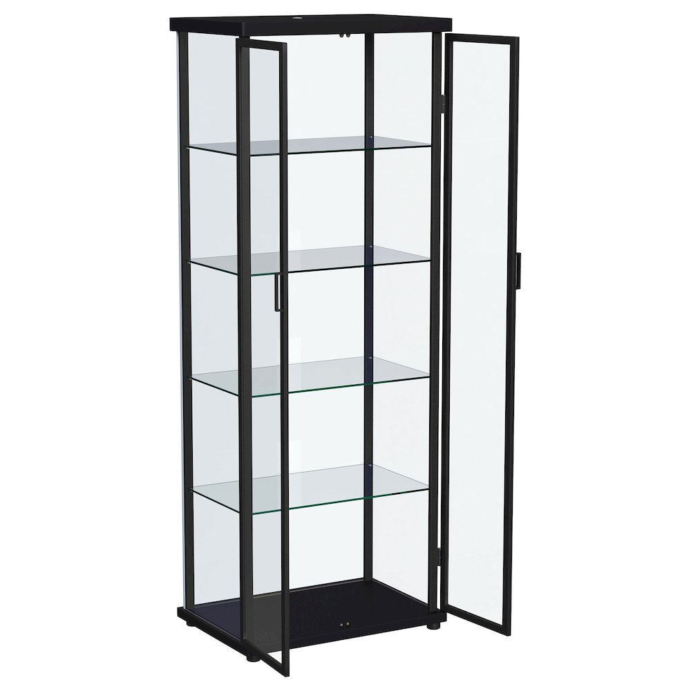 Aero 4-shelf Display Curio Cabinet with LED Lighting Black. Picture 4