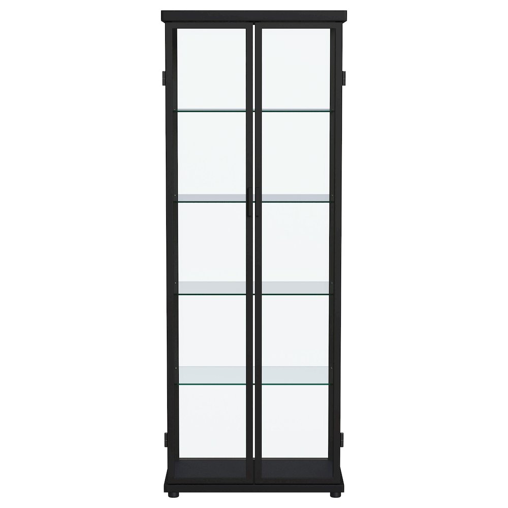 Aero 4-shelf Display Curio Cabinet with LED Lighting Black. Picture 5