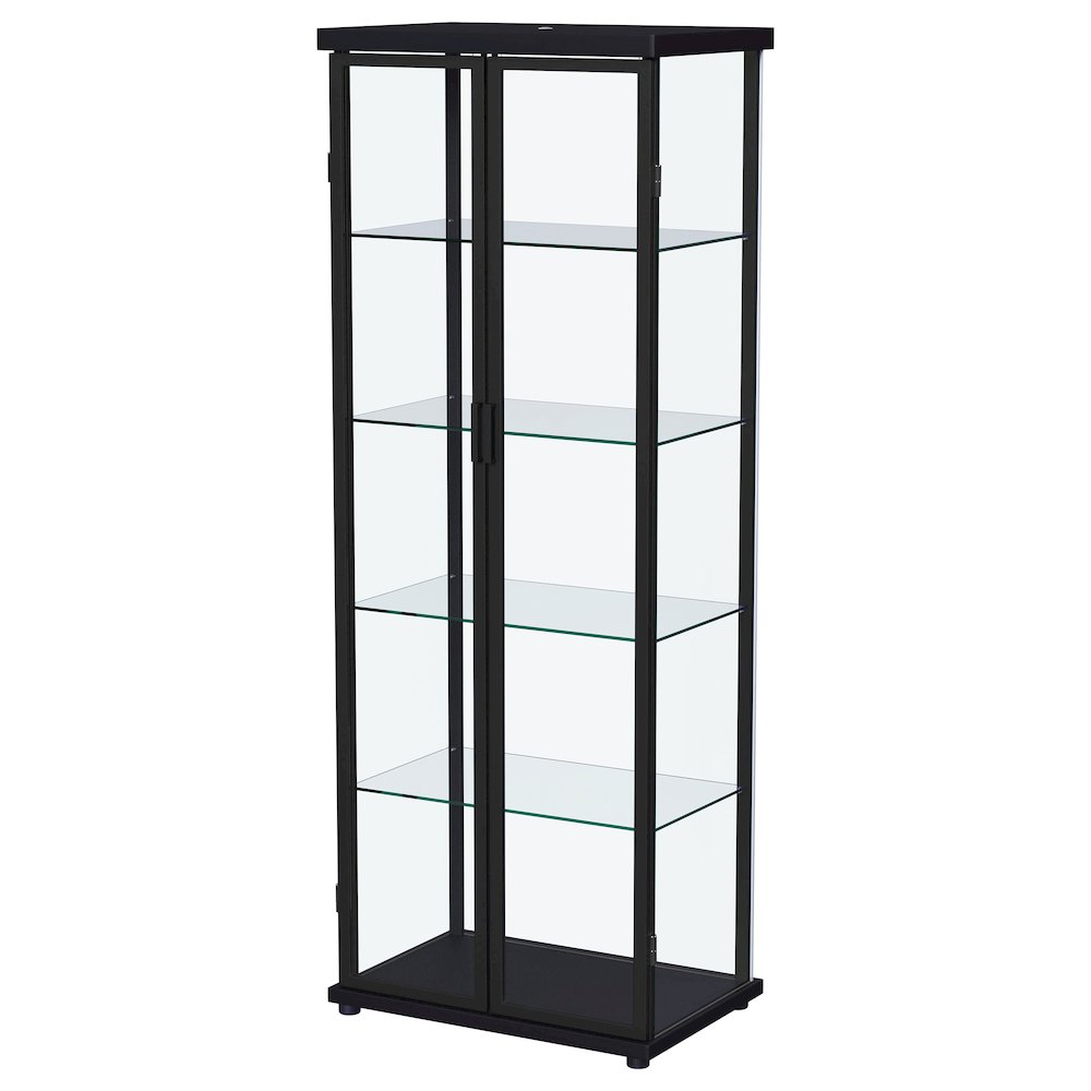 Aero 4-shelf Display Curio Cabinet with LED Lighting Black. Picture 6