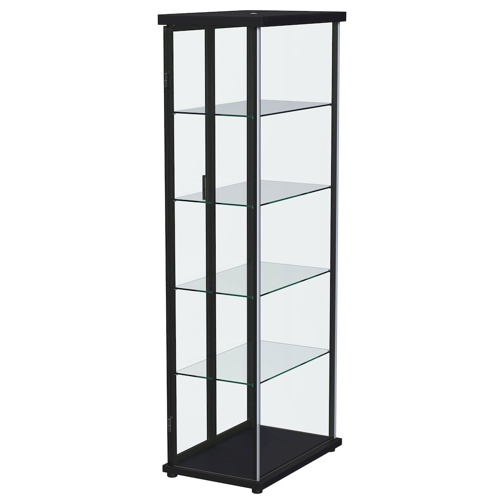Aero 4-shelf Display Curio Cabinet with LED Lighting Black. Picture 8