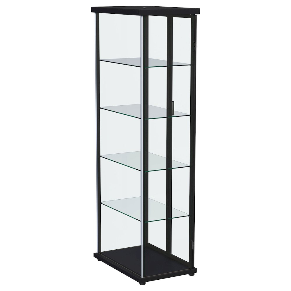 Aero 4-shelf Display Curio Cabinet with LED Lighting Black. Picture 10