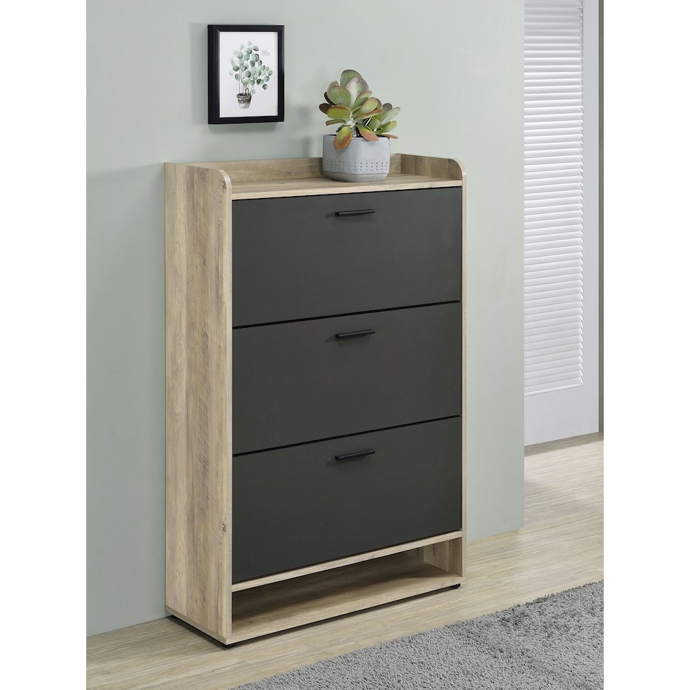 Denia 3-tier Engineered Wood Shoe Cabinet Grey. Picture 11