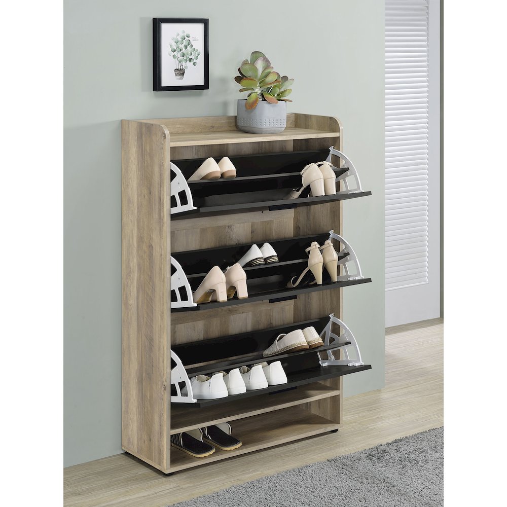 Denia 3-tier Engineered Wood Shoe Cabinet Grey. Picture 13