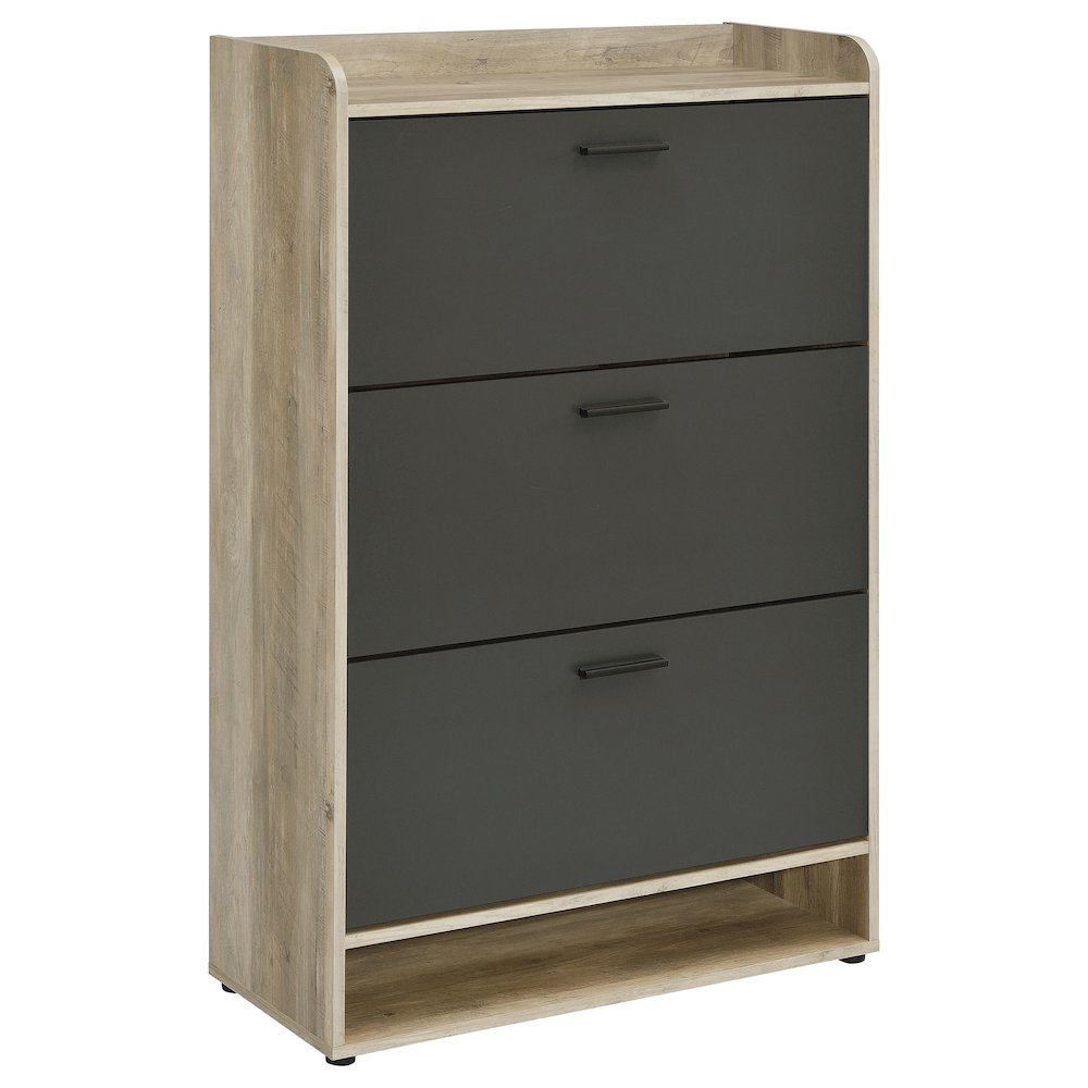 Denia 3-tier Engineered Wood Shoe Cabinet Grey. Picture 1